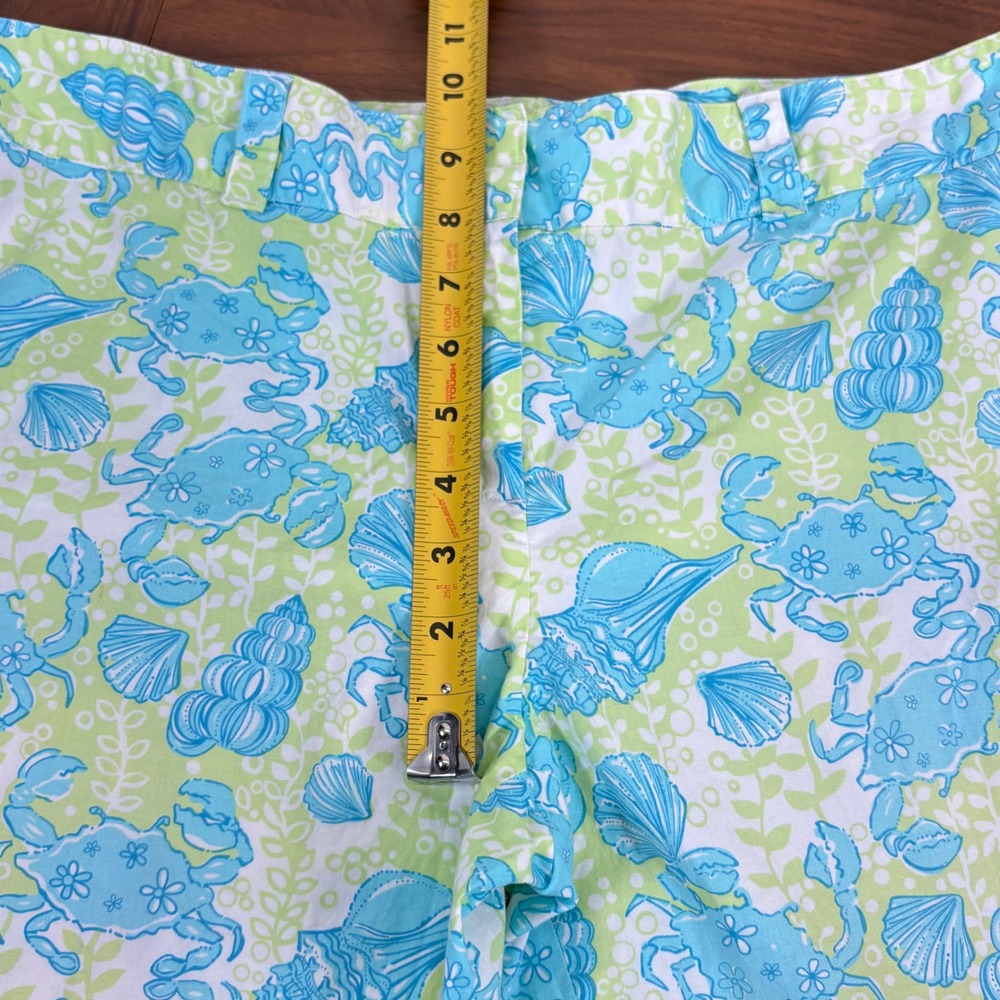 Lilly Pulitzer Womens Size 10 Capri Pants Crab Shell Print Cropped Blue White - Picture 11 of 13